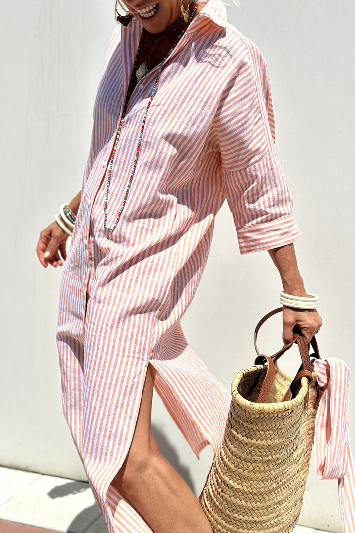 Women’s Striped Button-Down Shirt Dress