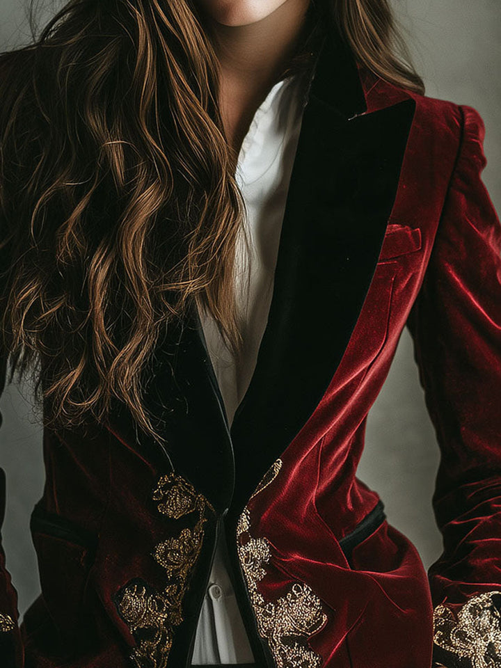 Men’s Black Gold Embroidered Blazer