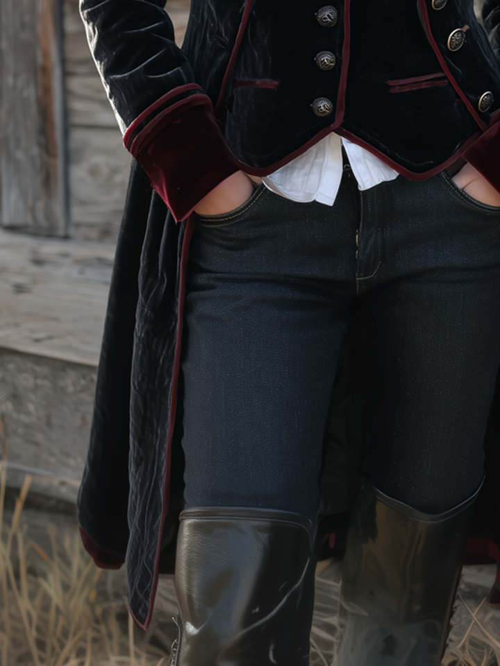 Women’s Vintage Contrast Trim Longline Jacket