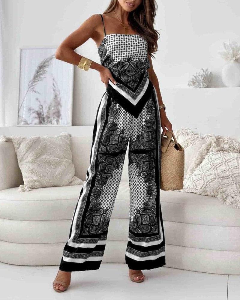 Women’s Lace-Up Two-Piece Vest And Pants Set