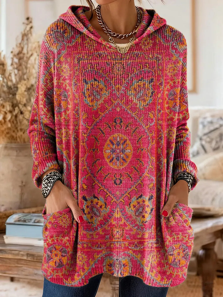 Women’s Boho Tribal Print Hooded Tunic