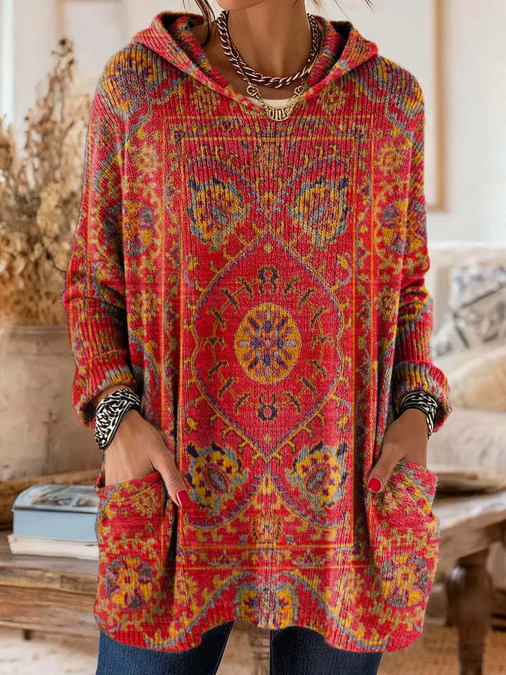 Women’s Boho Tribal Print Hooded Tunic