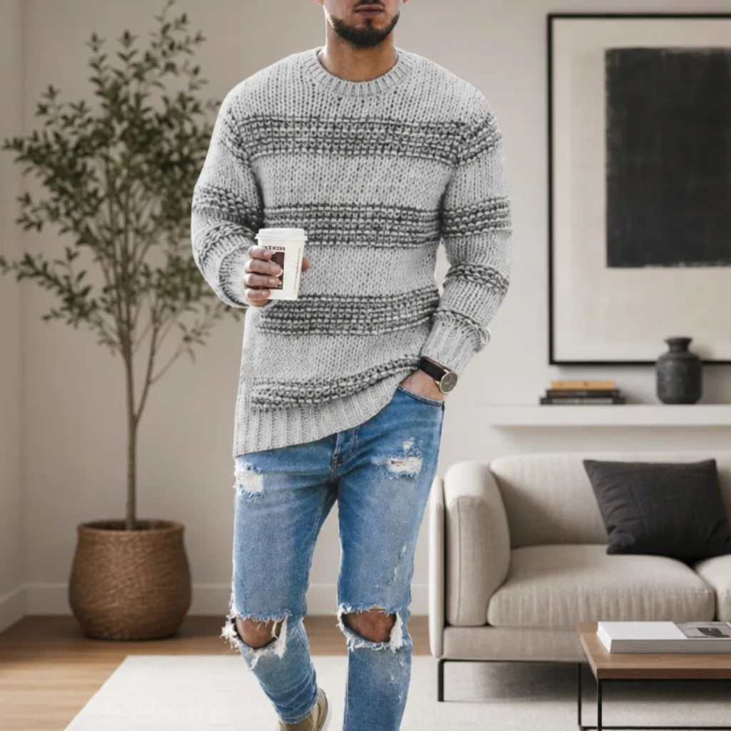 Men’s Textured Knit Crewneck Sweater