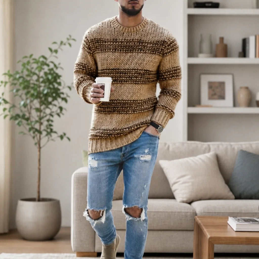 Men’s Textured Knit Crewneck Sweater