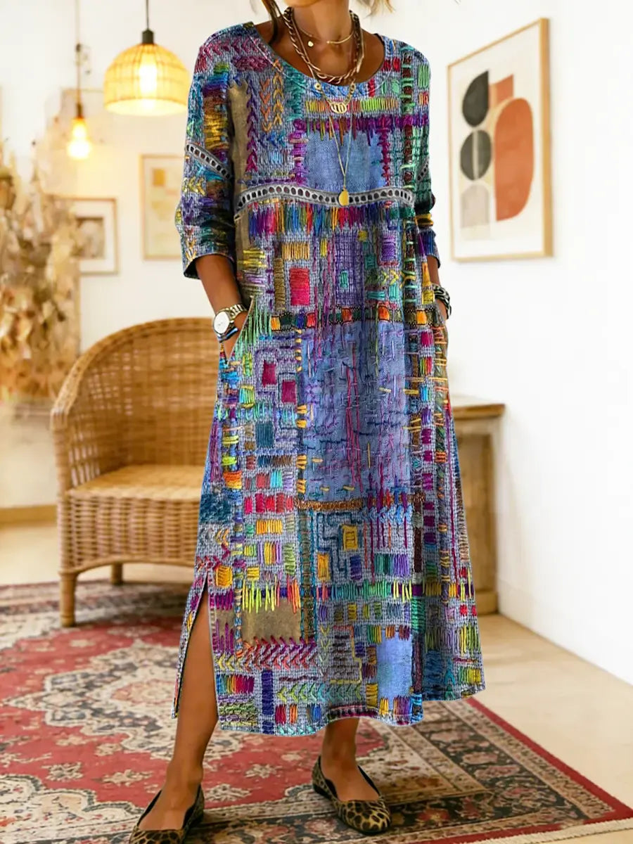 Women’s Boho Patchwork Printed Dress