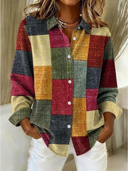Women’s Vintage Patchwork Button Front Blouse