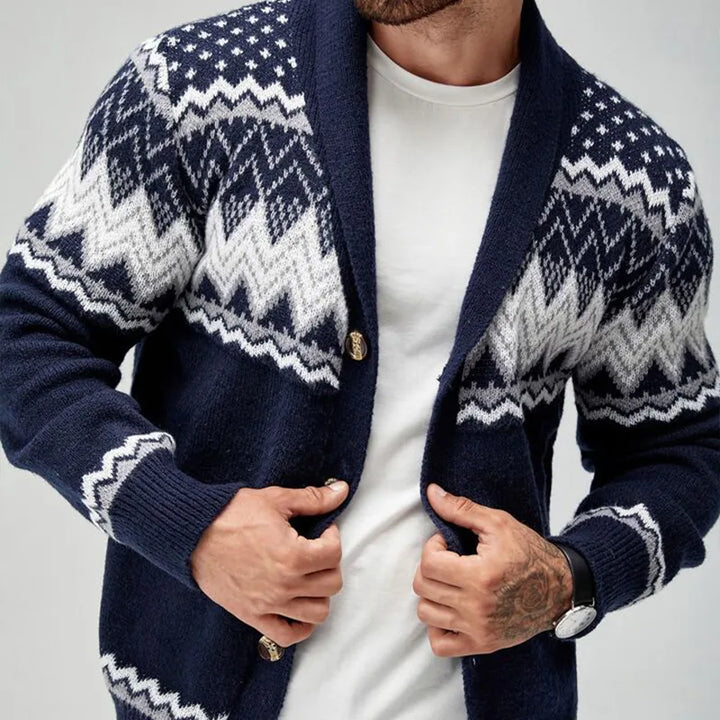 Men’s Patterned Open-Front Cardigan