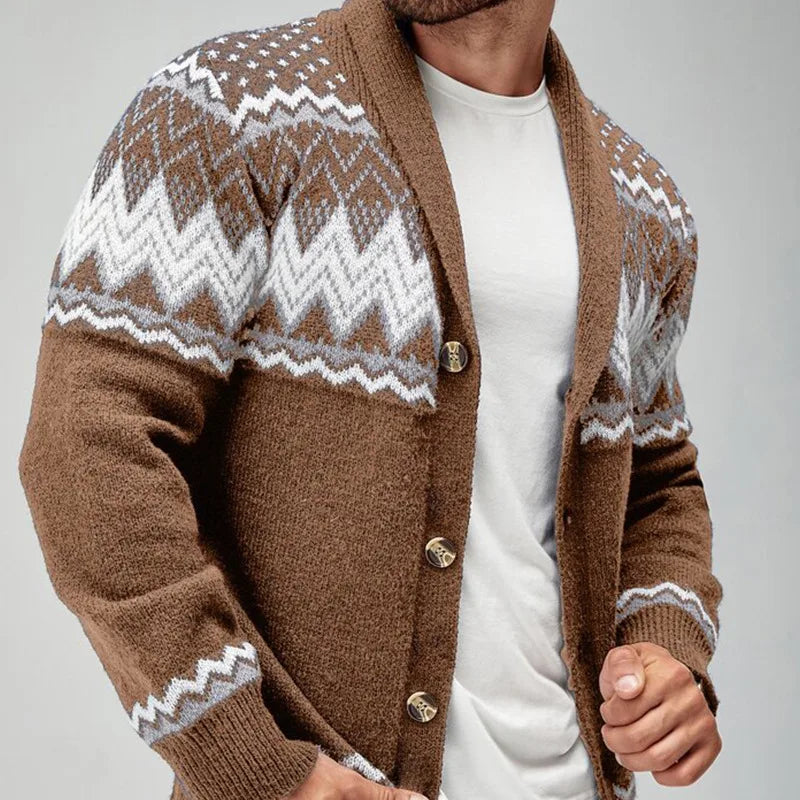 Men’s Patterned Open-Front Cardigan