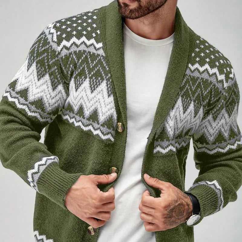 Men’s Patterned Open-Front Cardigan