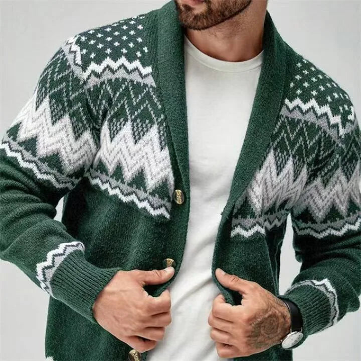 Men’s Patterned Open-Front Cardigan