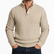 Men’s Textured Button-Neck Pullover Sweater