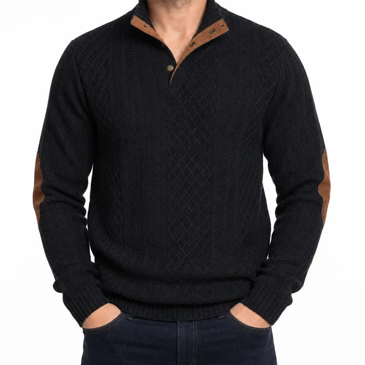 Men’s Textured Button-Neck Pullover Sweater