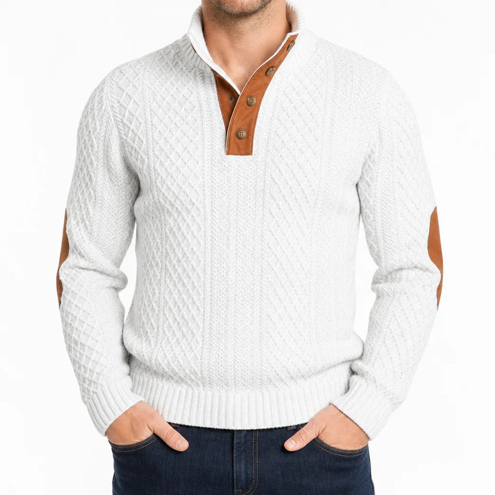 Men’s Textured Button-Neck Pullover Sweater