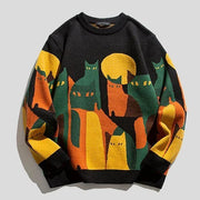Women’s Cat Graphic Crewneck Pullover Sweater