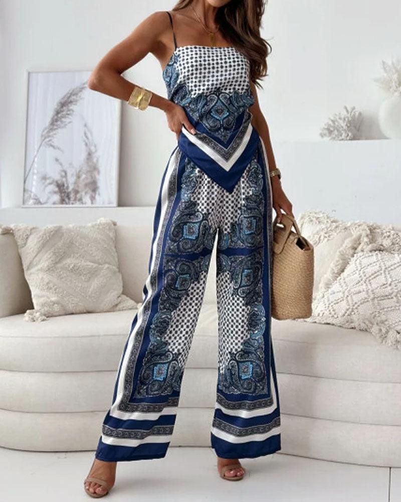 Women’s Lace-Up Two-Piece Vest And Pants Set