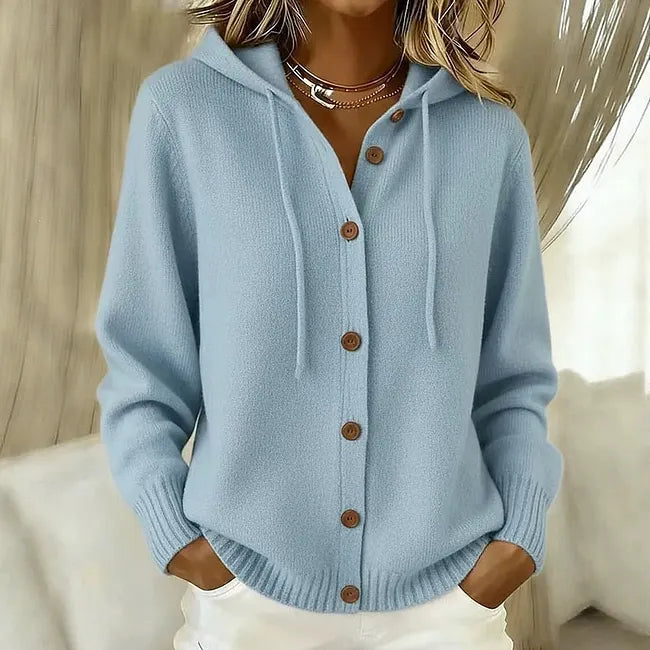 Women’s Hooded Button Front Knit Cardigan