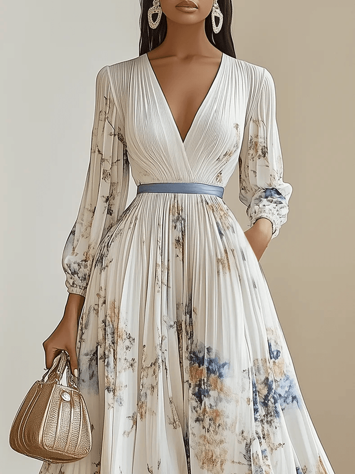 Women’s White Floral Balloon Sleeve Maxi Dress