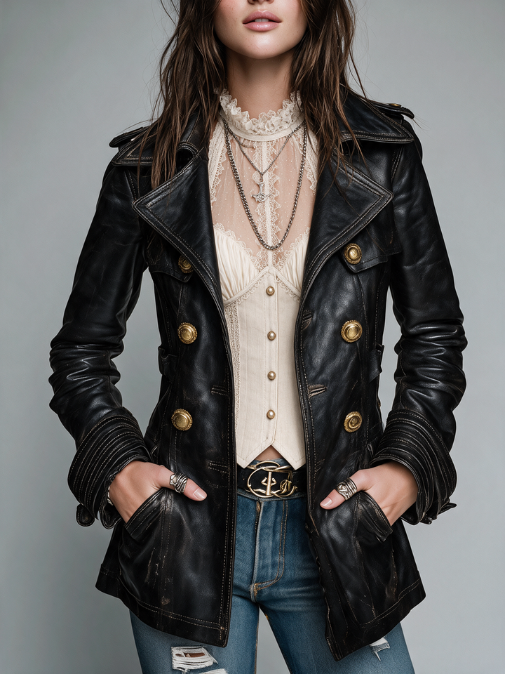 Women’s Double-Breasted Black Jacket