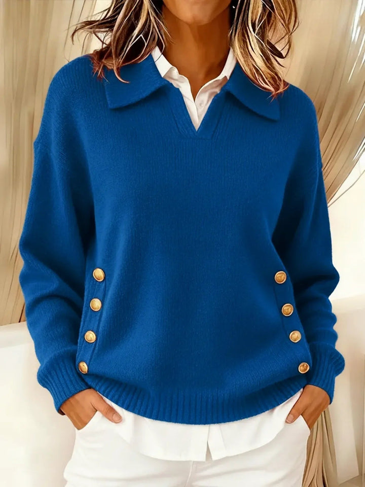 Women’s Collared V-Neck Long Sleeve Sweater