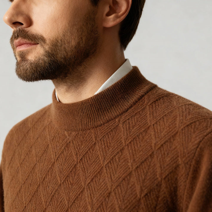 Men’s Textured Mock-Neck Pullover Sweater