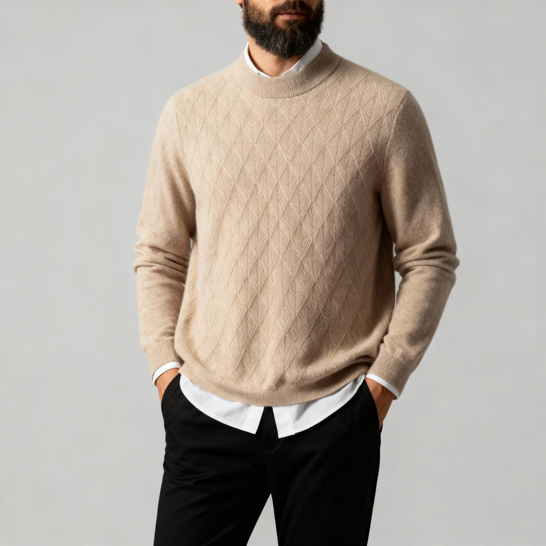 Men’s Textured Mock-Neck Pullover Sweater