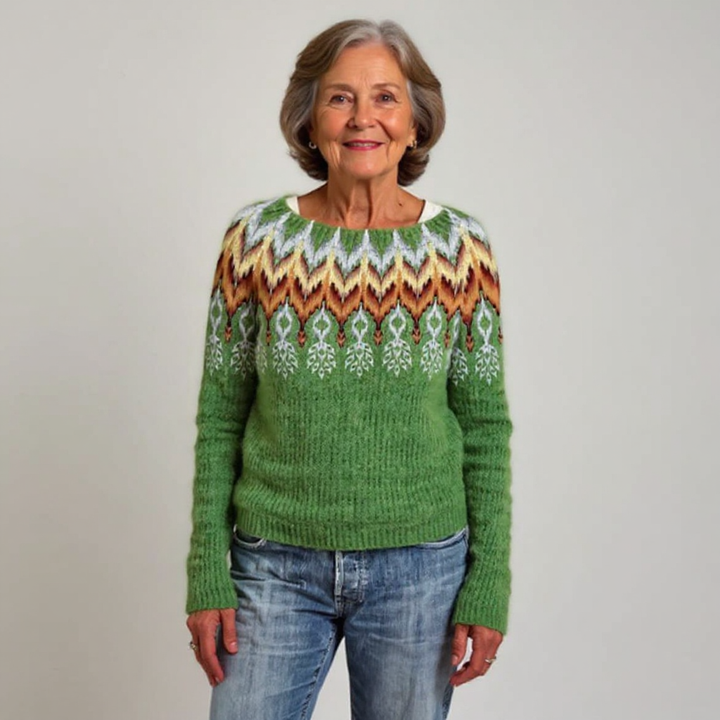 Women’s Patterned Crewneck Pullover Sweater