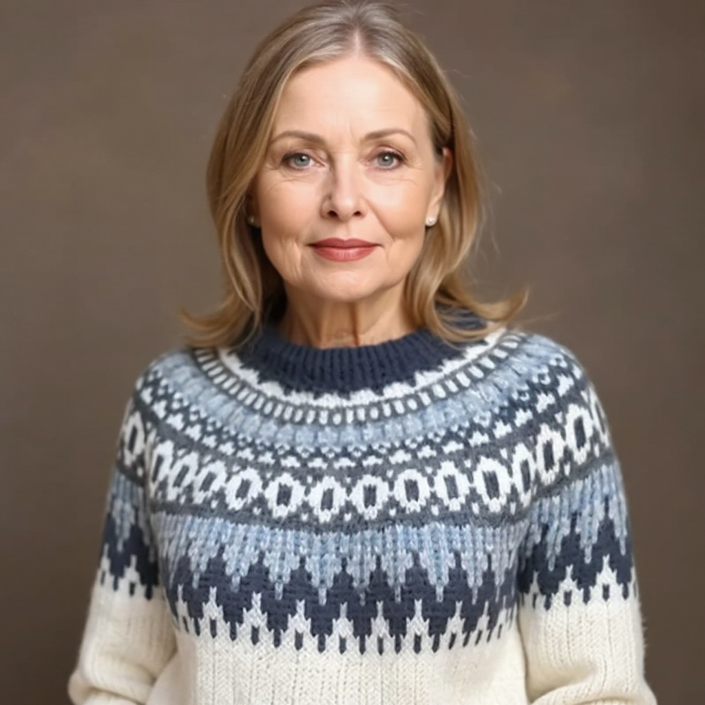 Women’s Icelandic Pattern Knit Pullover Sweater