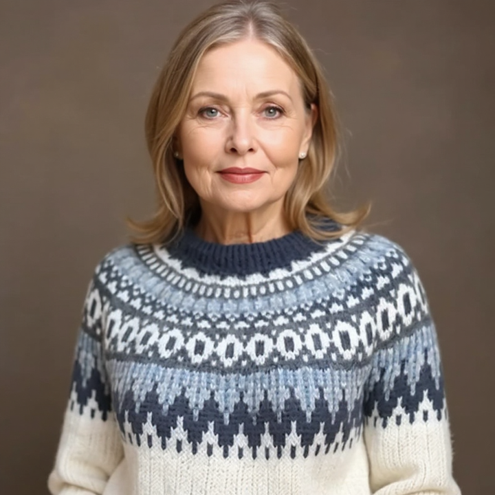 Women’s Icelandic Pattern Knit Pullover Sweater