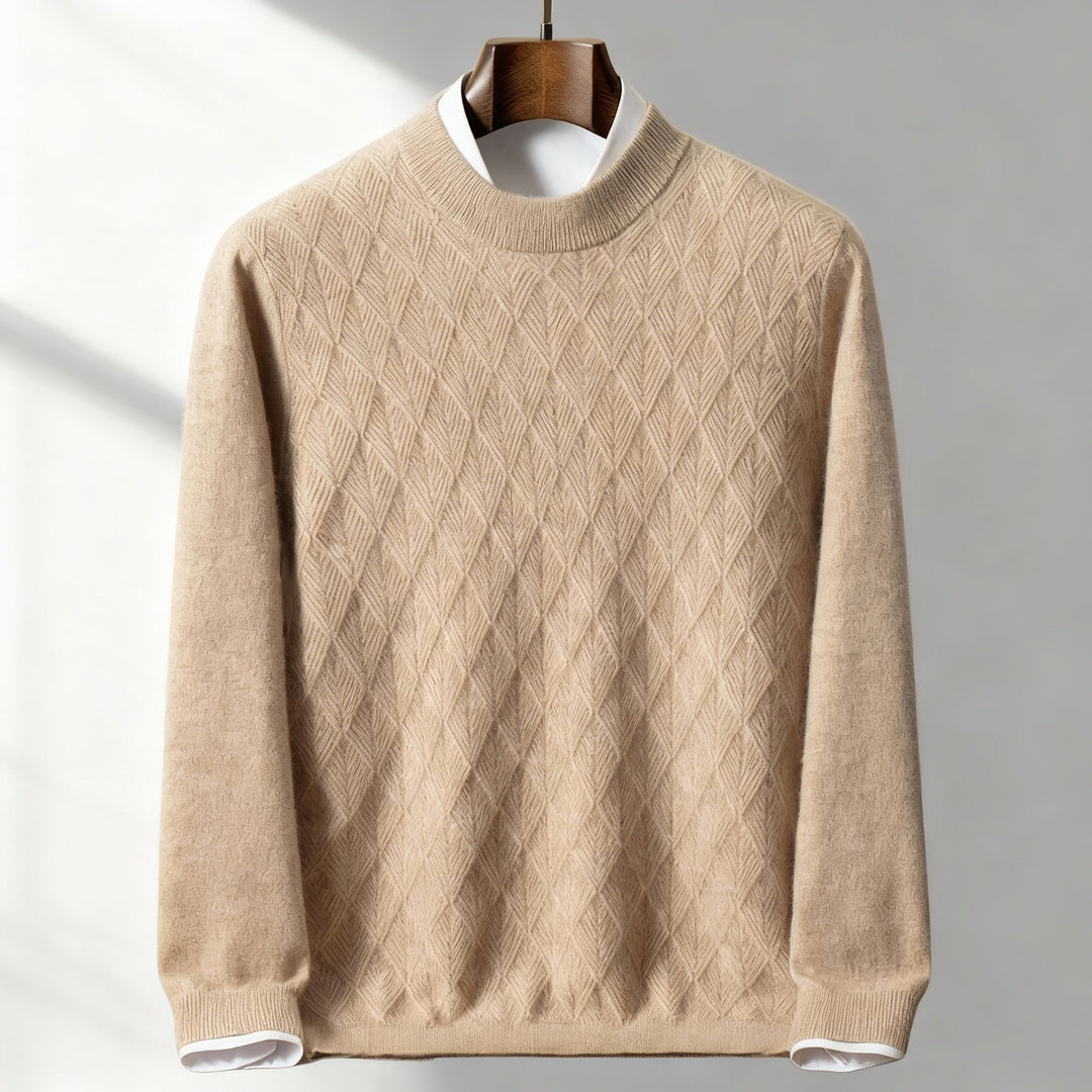 Men’s Textured Mock-Neck Pullover Sweater