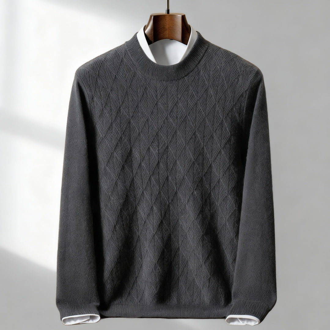 Men’s Textured Mock-Neck Pullover Sweater