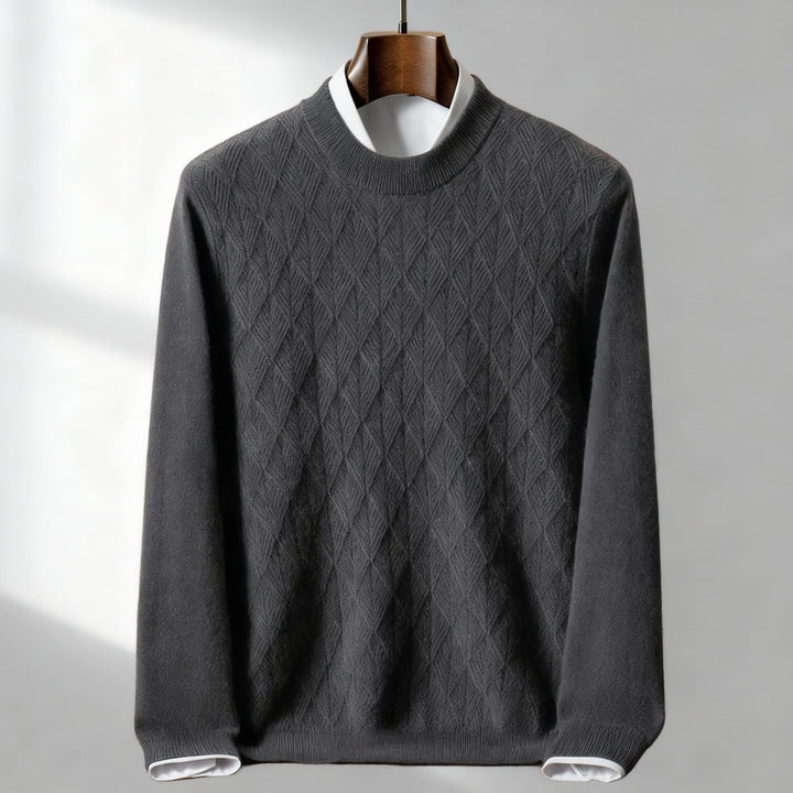 Men’s Textured Mock-Neck Pullover Sweater