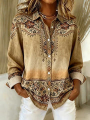 Women’s Vintage Floral Button-Front Blouse