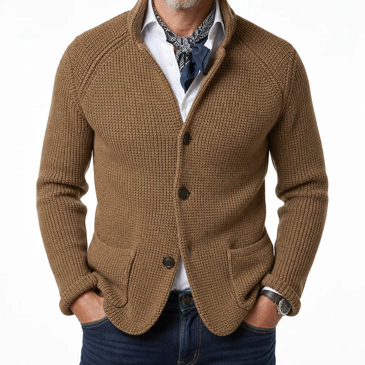 Men’s Stand-Collar Knit Cardigan