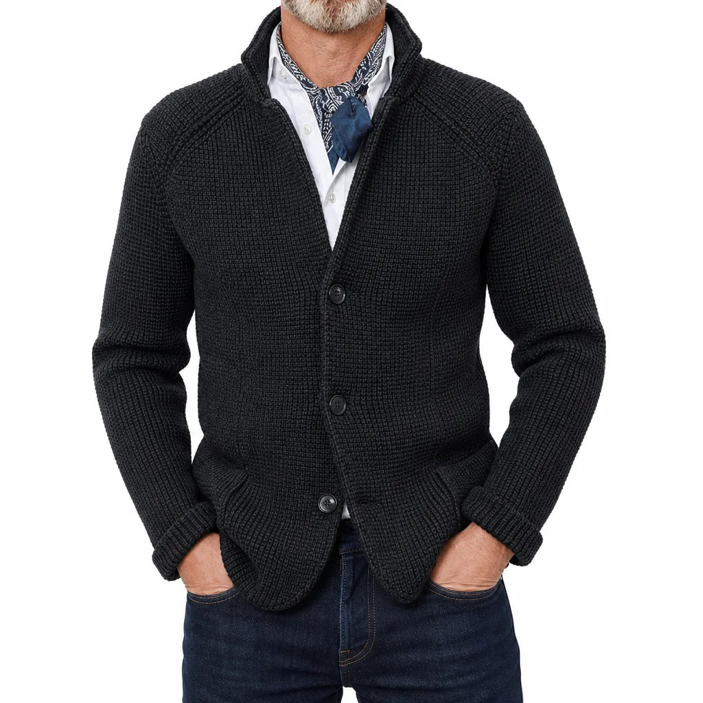 Men’s Stand-Collar Knit Cardigan