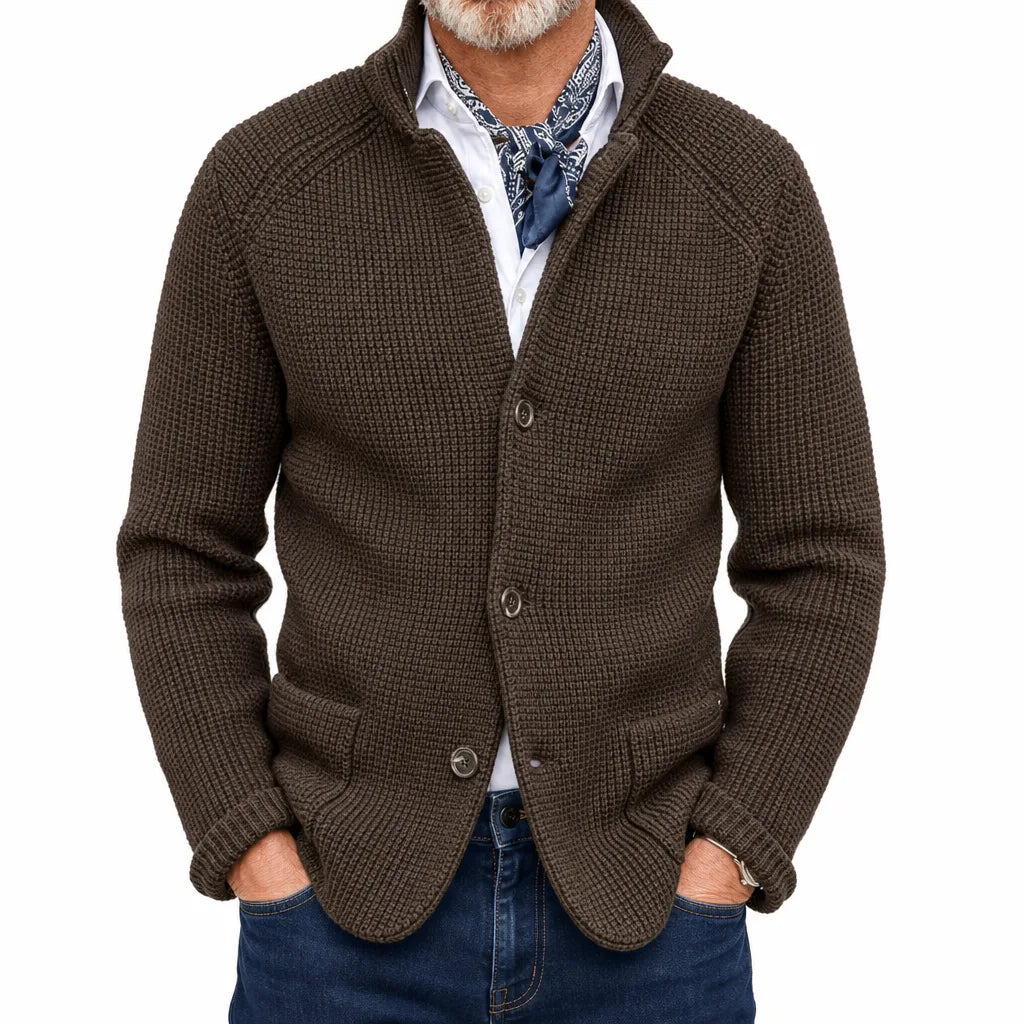 Men’s Stand-Collar Knit Cardigan