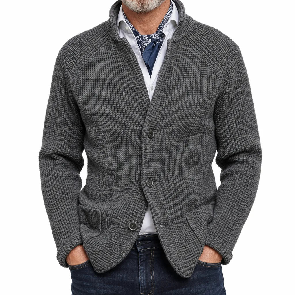 Men’s Stand-Collar Knit Cardigan