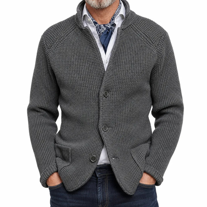 Men’s Stand-Collar Knit Cardigan