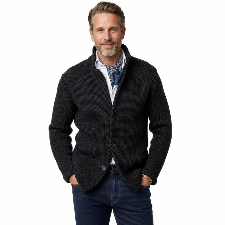 Men’s Stand-Collar Knit Cardigan