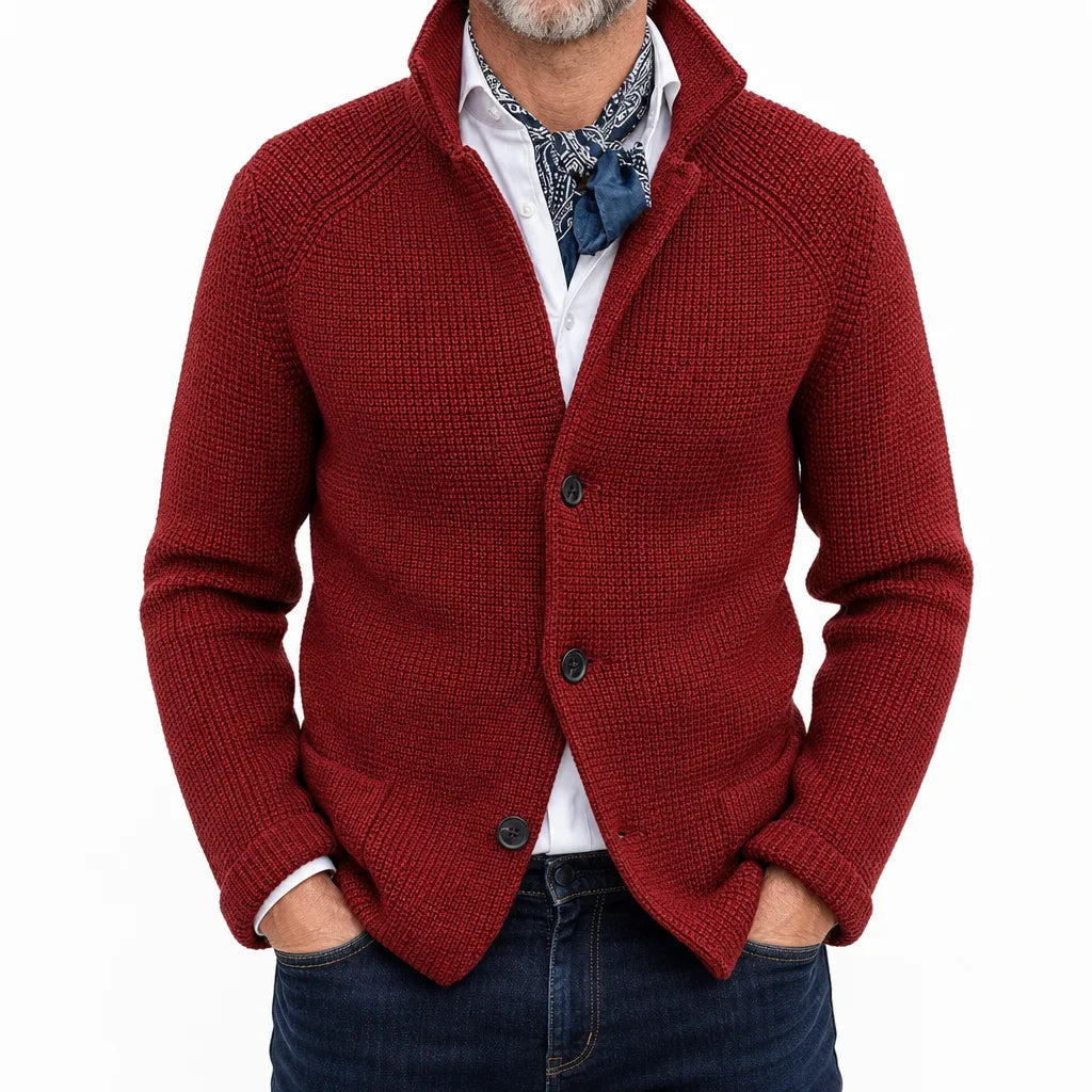 Men’s Stand-Collar Knit Cardigan