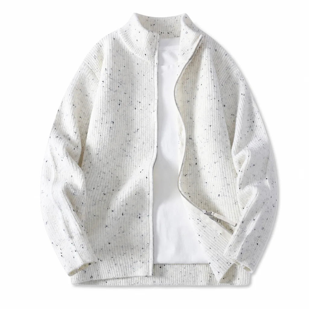 Men’s Zip-Up Textured Knit Cardigan