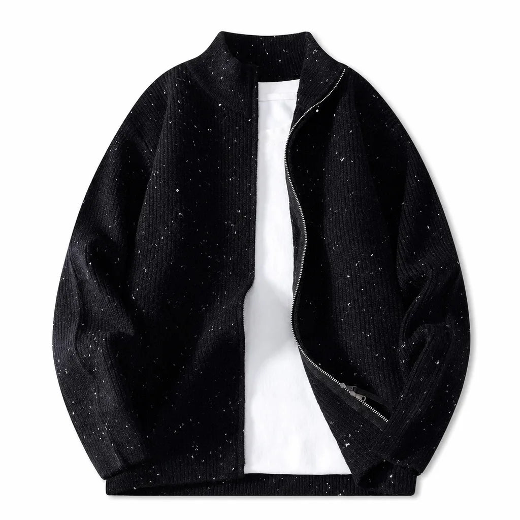 Men’s Zip-Up Textured Knit Cardigan
