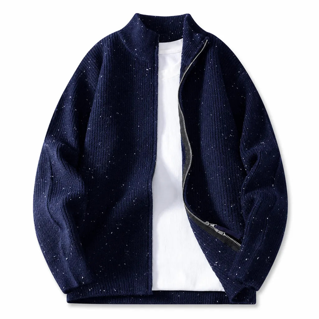 Men’s Zip-Up Textured Knit Cardigan