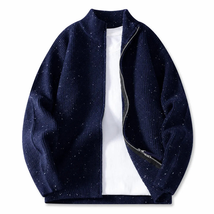 Men’s Zip-Up Textured Knit Cardigan