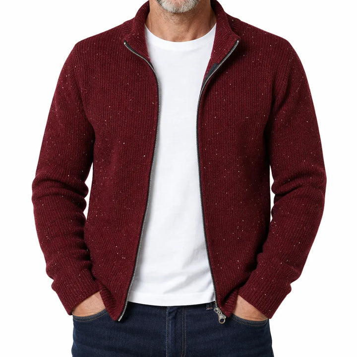 Men’s Zip-Up Textured Knit Cardigan