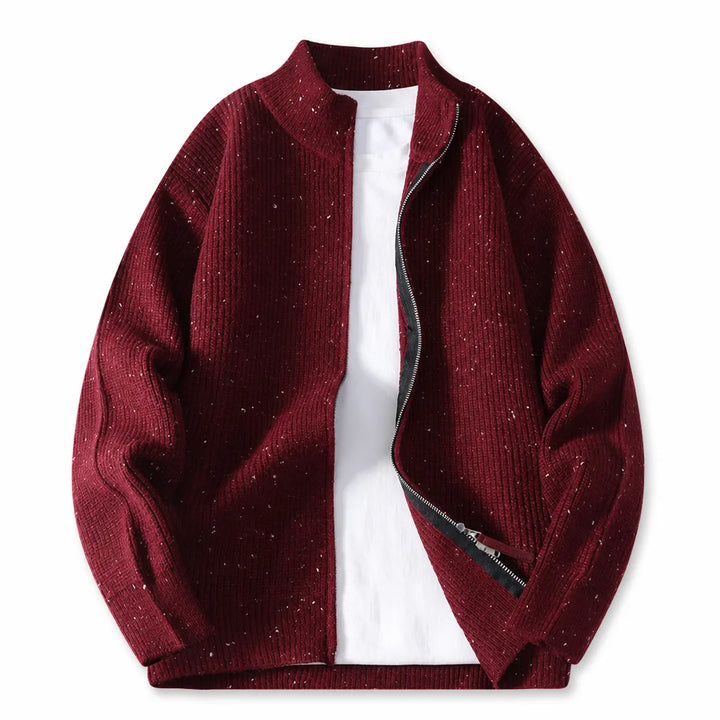 Men’s Zip-Up Textured Knit Cardigan
