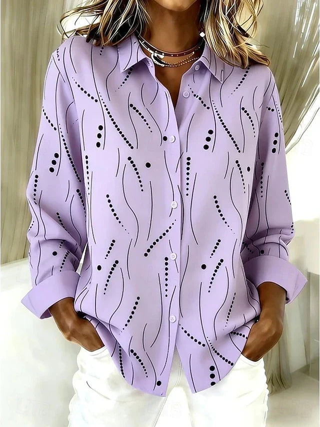 Women’s Casual Abstract Print Button-Front Blouse