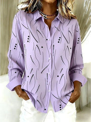 Women’s Casual Abstract Print Button-Front Blouse