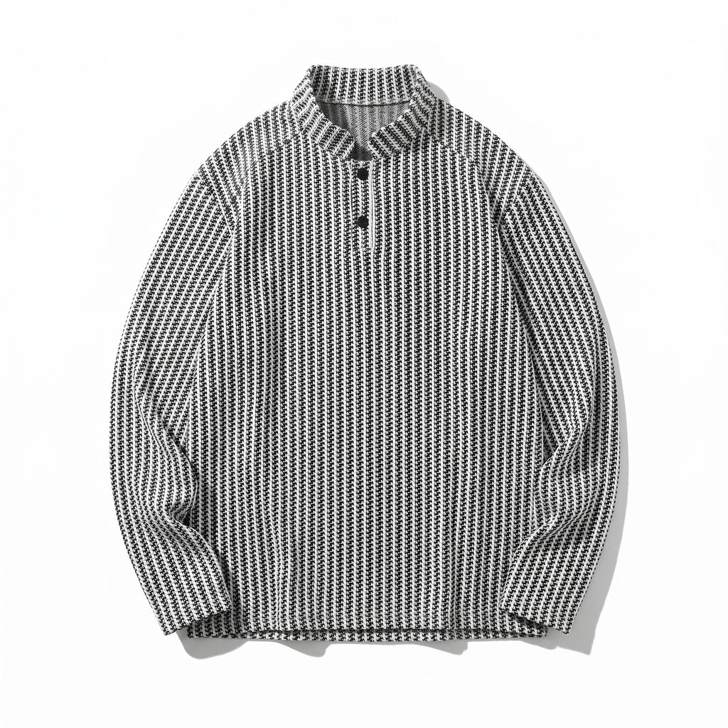 Men’s Textured Stand Collar Pullover Sweater