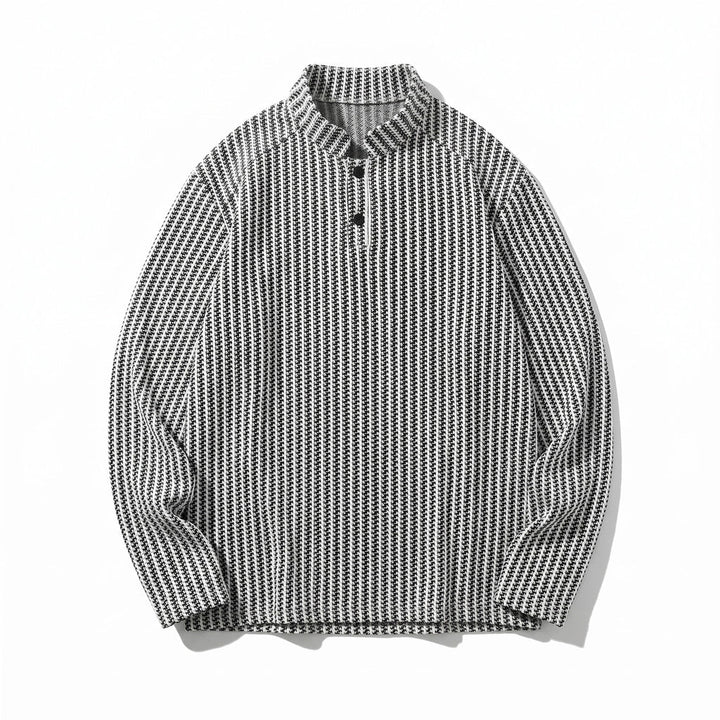 Men’s Textured Stand Collar Pullover Sweater