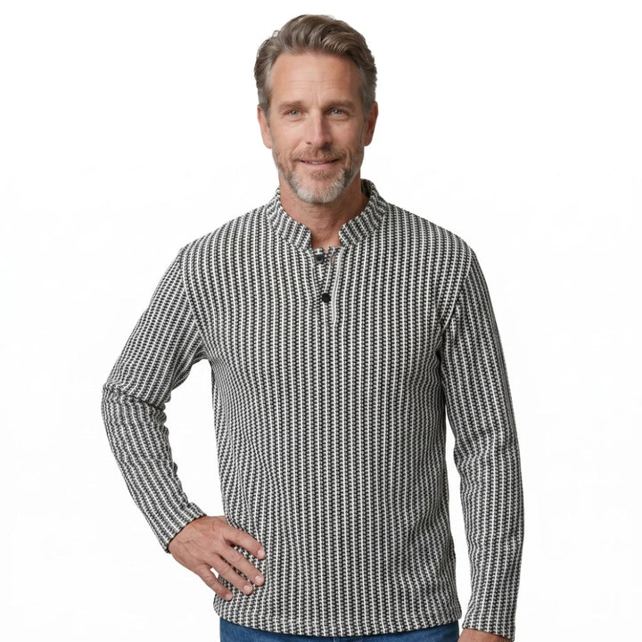 Men’s Textured Stand Collar Pullover Sweater